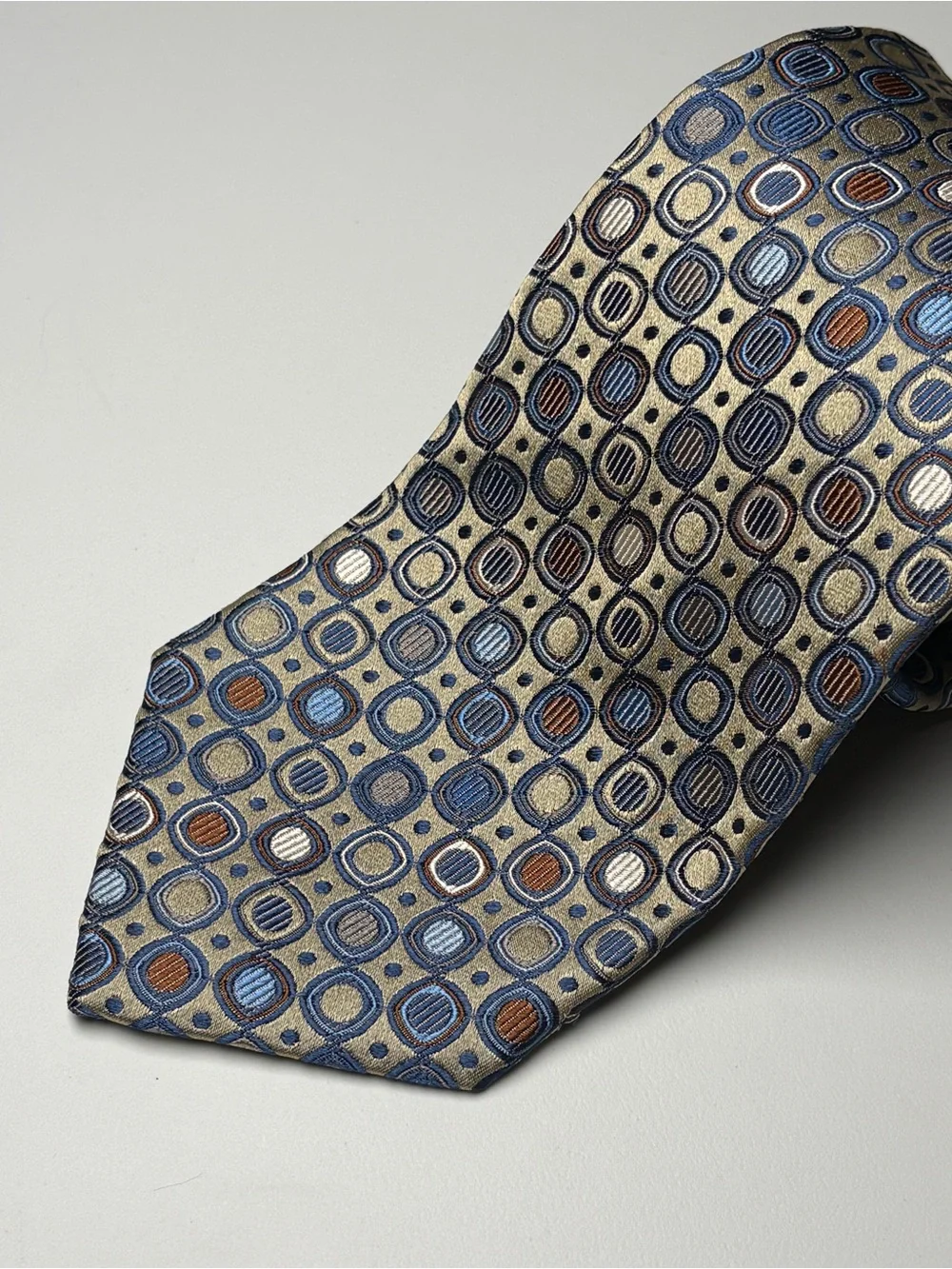 Contissima Michael's Kansas City Gold Blue Silk Geometric Tie X-Long